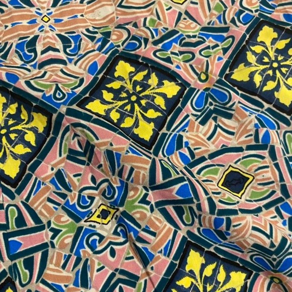 EARTHBOUND Boho Multicolor Floral Wide leg Crop Trousers Fits M-L - Picture 5 of 6